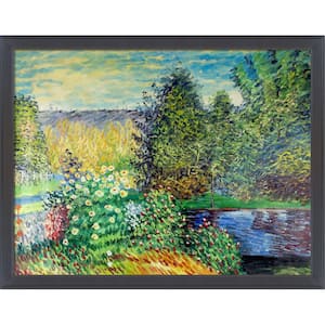 Corner of the Garden at Montgeron by Claude Monet Gallery Black Framed Nature Oil Painting Art Print 40 in. x 52 in.