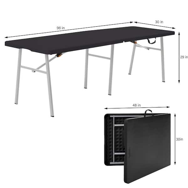 EIGHTリビングテーブル ブラック HDX 8 ft. Black Resin Top Indoor/Outdoor Rectangular Folding