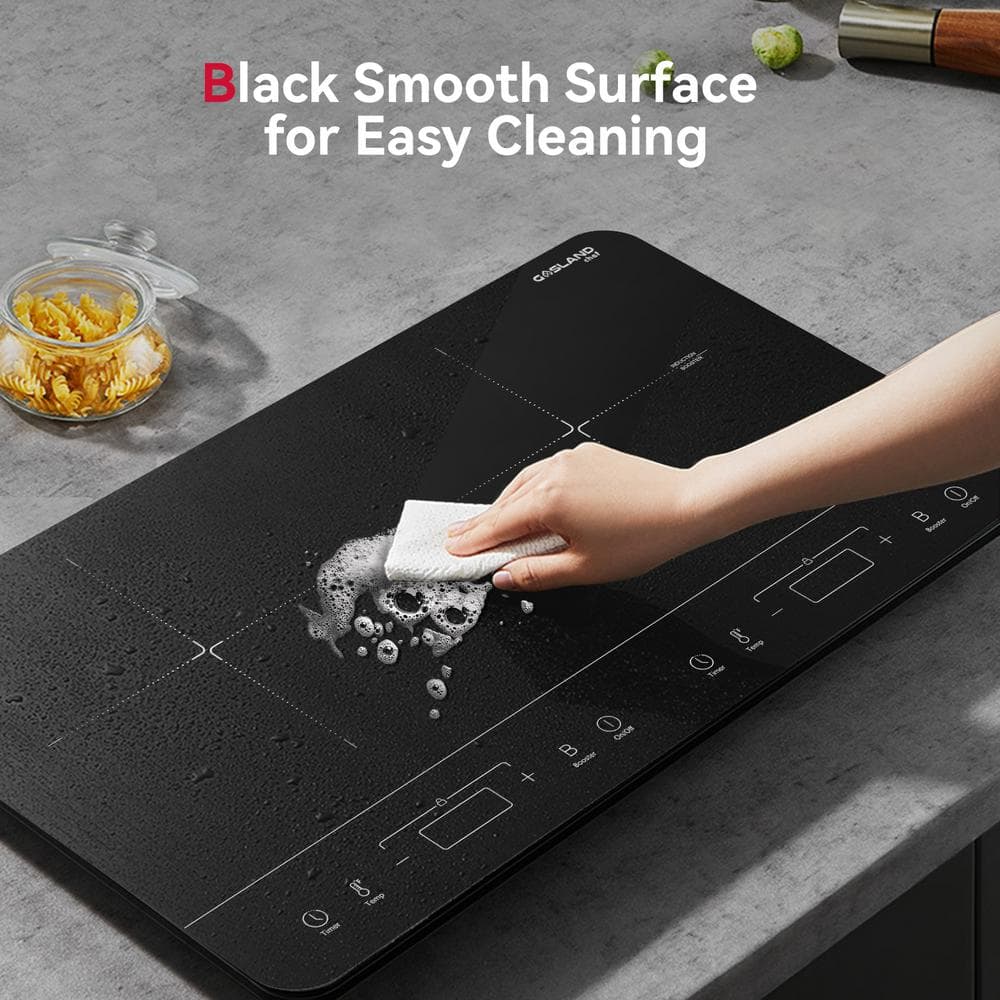 24-Inch Black Electric Induction Cooktop with Dual Burners