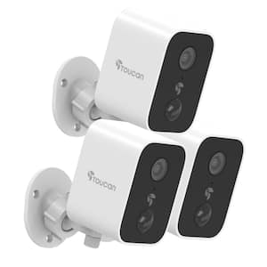 Scout Wireless Outdoor Smart Battery Operated Security Camera Wi-Fi Night Vision 2-Way Talk Live View - White - (3-Pack)