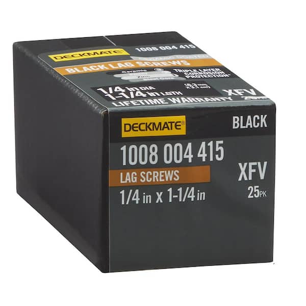 DECKMATE 1/4 in. x 1-1/4 in. Black Exterior Hex Head Lag Screw (25-Pack)