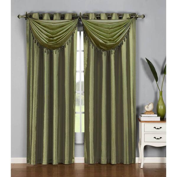 Window Elements Semi-Opaque Jane Faux Silk 54 in. W x 84 in. L Grommet Extra Wide Curtain Panel in Sage