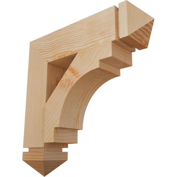 Ekena Millwork 3.5 in. x 18 in. x 18 in. Douglas Fir Merced Arts and Crafts Smooth Bracket