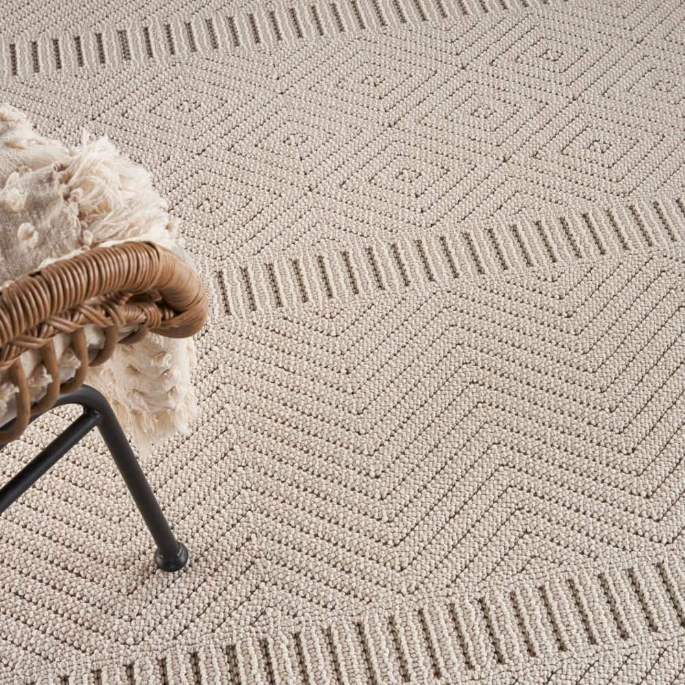 Ivory Geometric Braided 9' x 12' Synthetic Area Rug