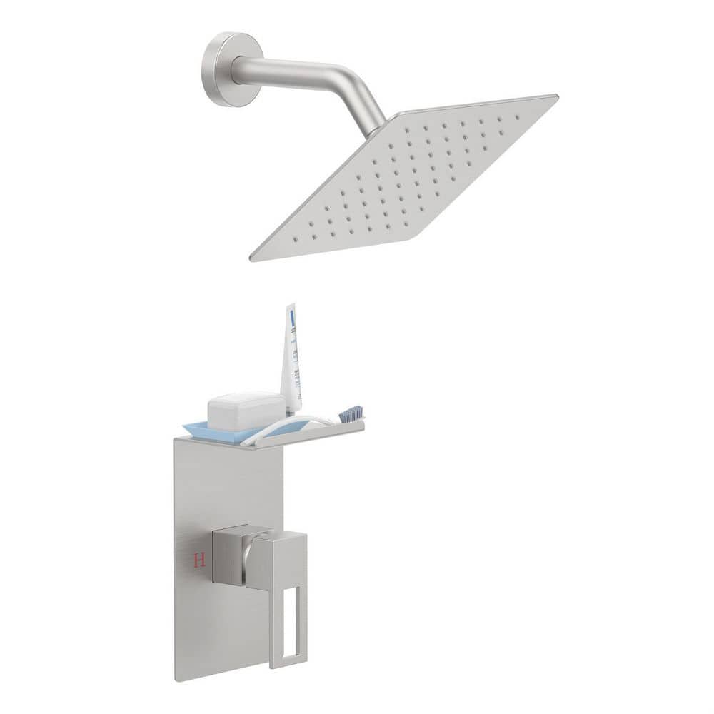 Single Handle 1-Spray Shower Faucet 1.8 GPM with Ceramic Disc Valves Wall Mount Shower System with Valve Brushed Nickel price history on PriceWatchPro