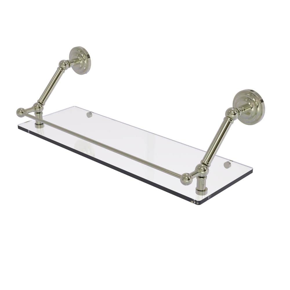 Prestige Que New 24 in. W x 8 in. H x 8.6 in. D Glass Rectangular Shelf in Polished Nickel with Gallery Rail price history on PriceWatchPro