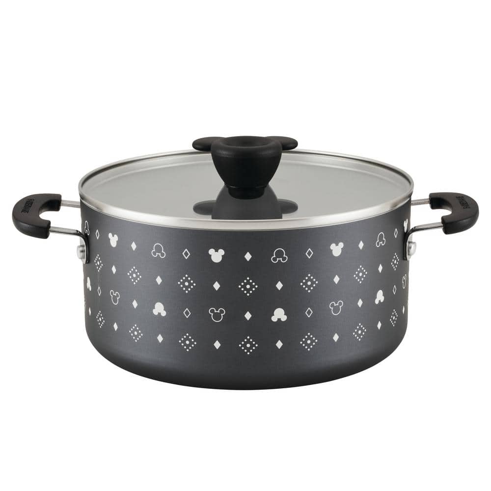 Disney 5.5-qt. Aluminum Ceramic Nonstick Stockpot in Black with Lid