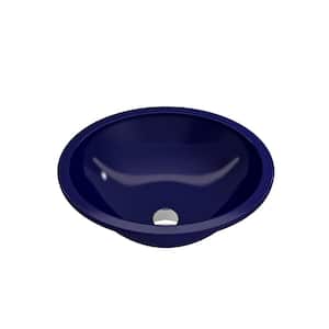 Parma 22 in. Undermount Fireclay Bathroom Sink in Sapphire Blue with Overflow