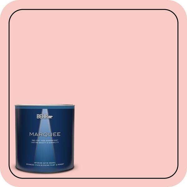 BEHR MARQUEE 1 qt. #160C-2 Flush Pink Satin Enamel Interior Paint & Primer