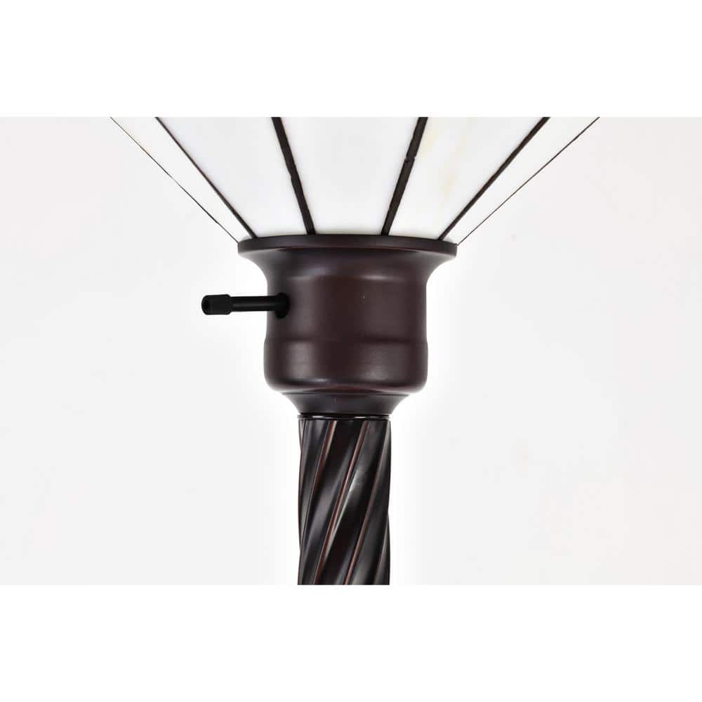 Elegant White Stained Glass Torchiere Floor Lamp Set
