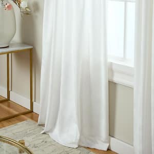 Velvet Winter White Solid Room Darkening 27 in. W x 63 in. Pinch Pleat Top Curtain Panel (2 Panels)