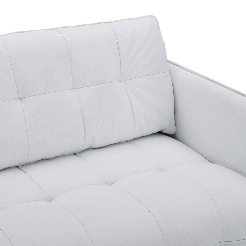 Elegant White Velvet Tufted Sofa with Removable Cushions