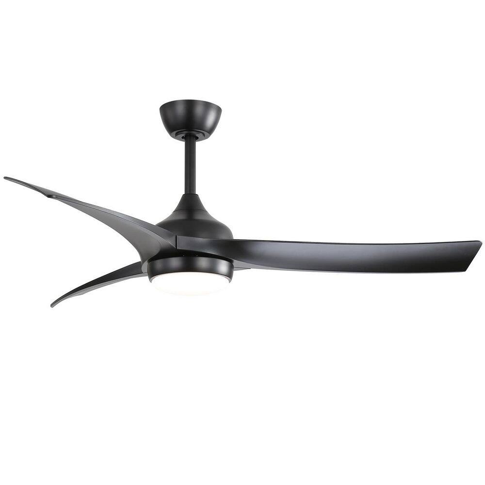 52 in. Indoor/Outdoor Black Dimmable LED Downrod Mount Ceiling Fan with Light Kits and 6 Speed DC Remote Control price history on PriceWatchPro