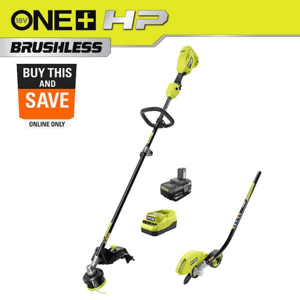 ONE+ HP 18V Brushless 15 in. Attachment Capable String Trimmer and Edger Attachment with 4.0 Ah Battery and Charger