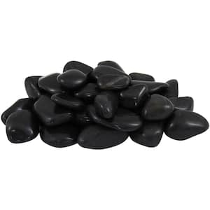 0.5 in. to 1.5 in., 20 lb. Small Black Super Polished Pebbles