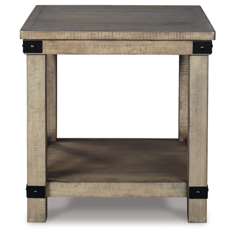 Aldwin Gray Pine Wood and Metal End Table