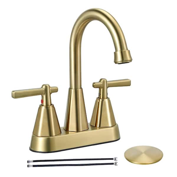 1-Piece Bathroom Accessory Set with Bathroom Sink Faucet in Gold, 2 Handle Sink Faucet with Pop Up Drain Assembly