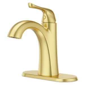 Willa Single Handle Single Hole Bathroom Faucet With Deck plate in Brushed Gold
