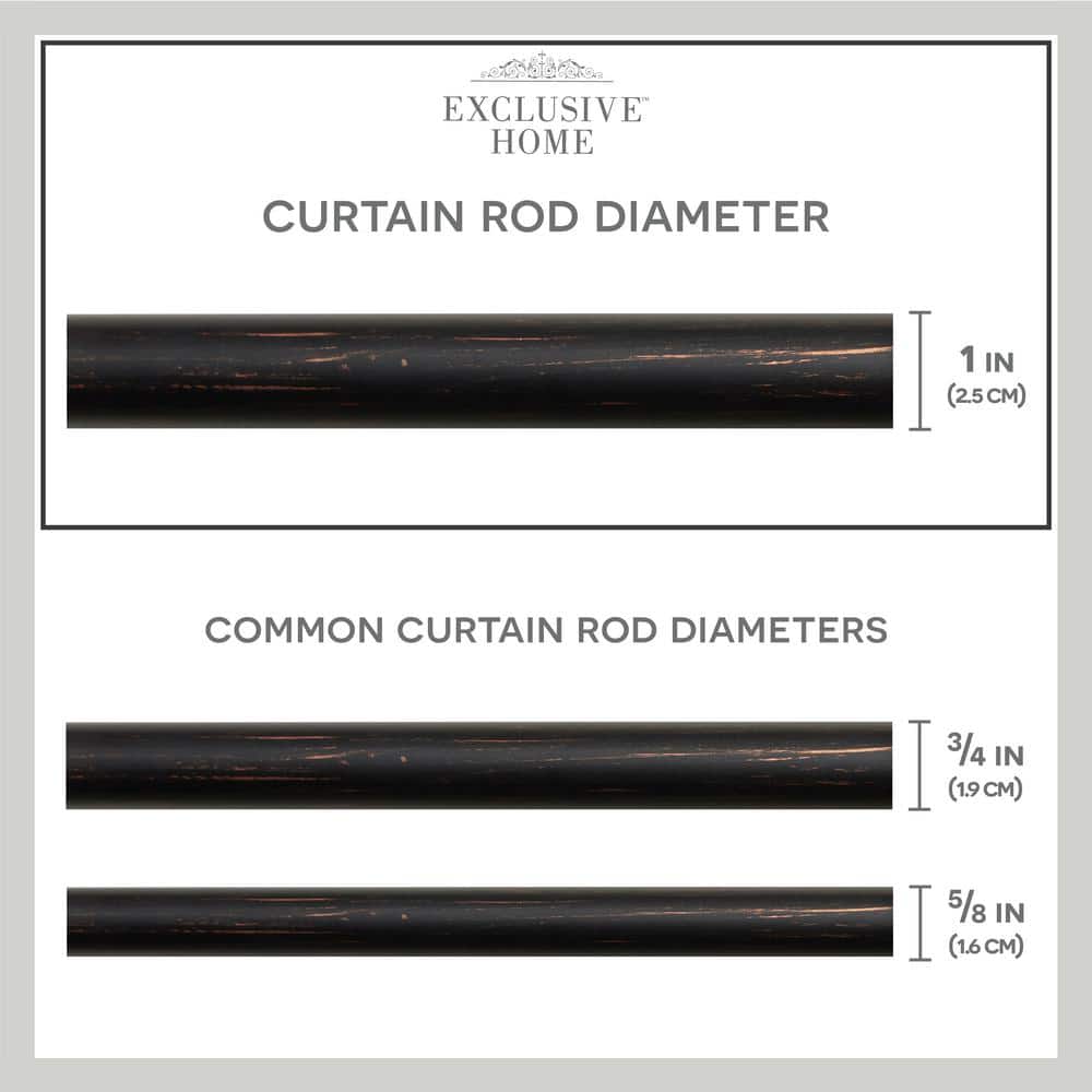 Oil Rubbed Bronze Adjustable Curtain Rod with Floral Finials