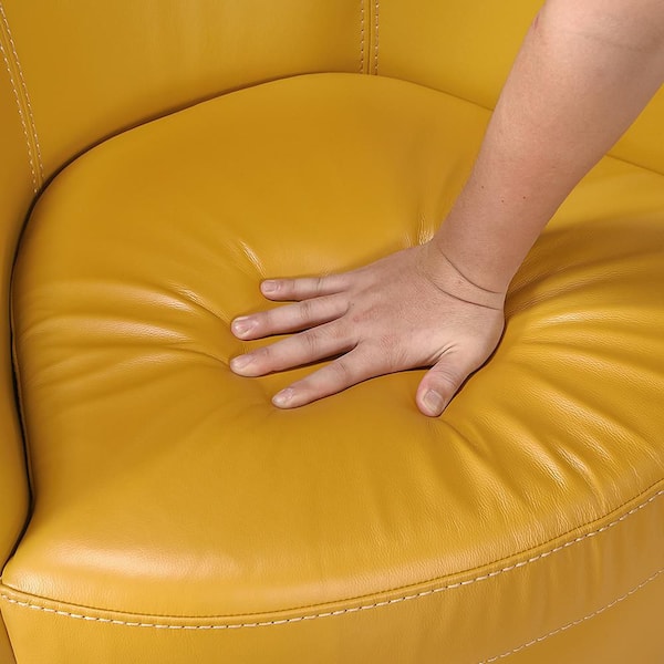 Lazzara Genevieve Yellow Leather Upholstery Swivel Arm Chair 9276