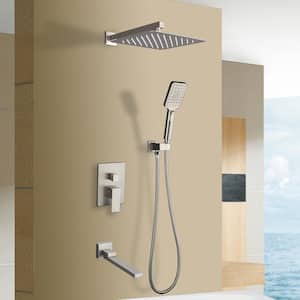 Single-Handle 3-Spray Shower Faucet 2.5 GPM with Pressure Balance Anti Scald in Brushed Nickel