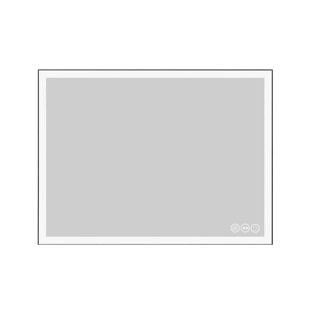 Seafuloy 48 in. W x 36 in. H LED Bathroom Mirror Black Rectangle Vanity