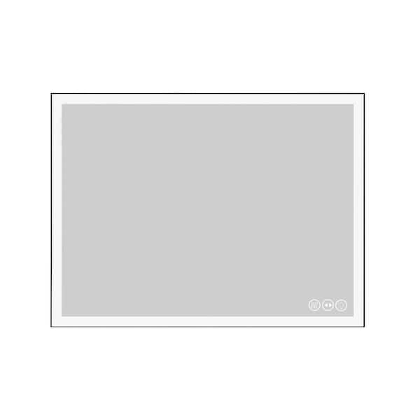 Seafuloy 48 in. W x 36 in. H LED Bathroom Mirror Black Rectangle Vanity Mirror, Anti-Fog, Shatter-Proof, Memory, 3-Colors Light