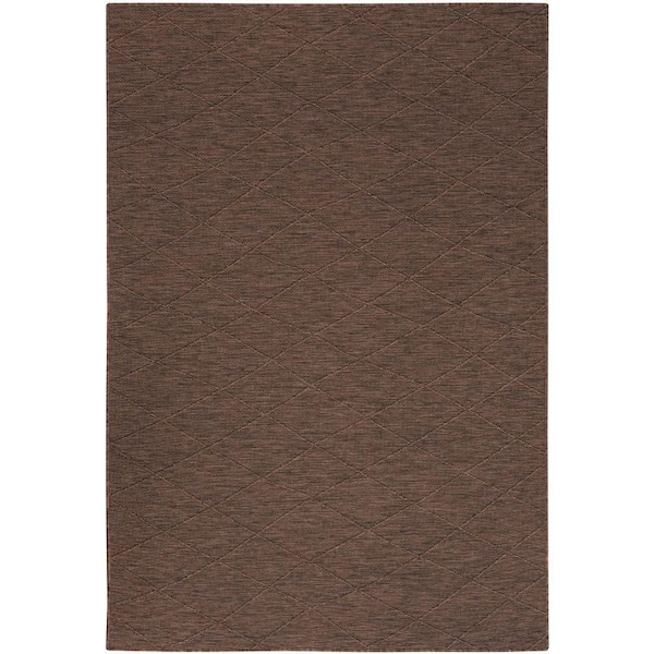 Nourison Washable Solutions Mocha 4 ft. x 6 ft. Diamond Contemporary Area Rug
