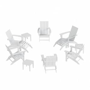 Shoreside White 12-Piece HDPE Plastic Patio Conversation Set with Ottoman And Side Table