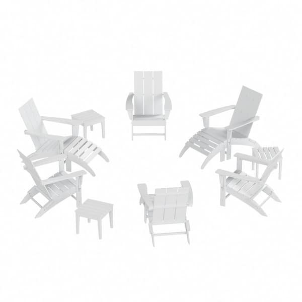 WESTIN OUTDOOR Shoreside White 12-Piece HDPE Plastic Patio Conversation Set with Ottoman And Side Table