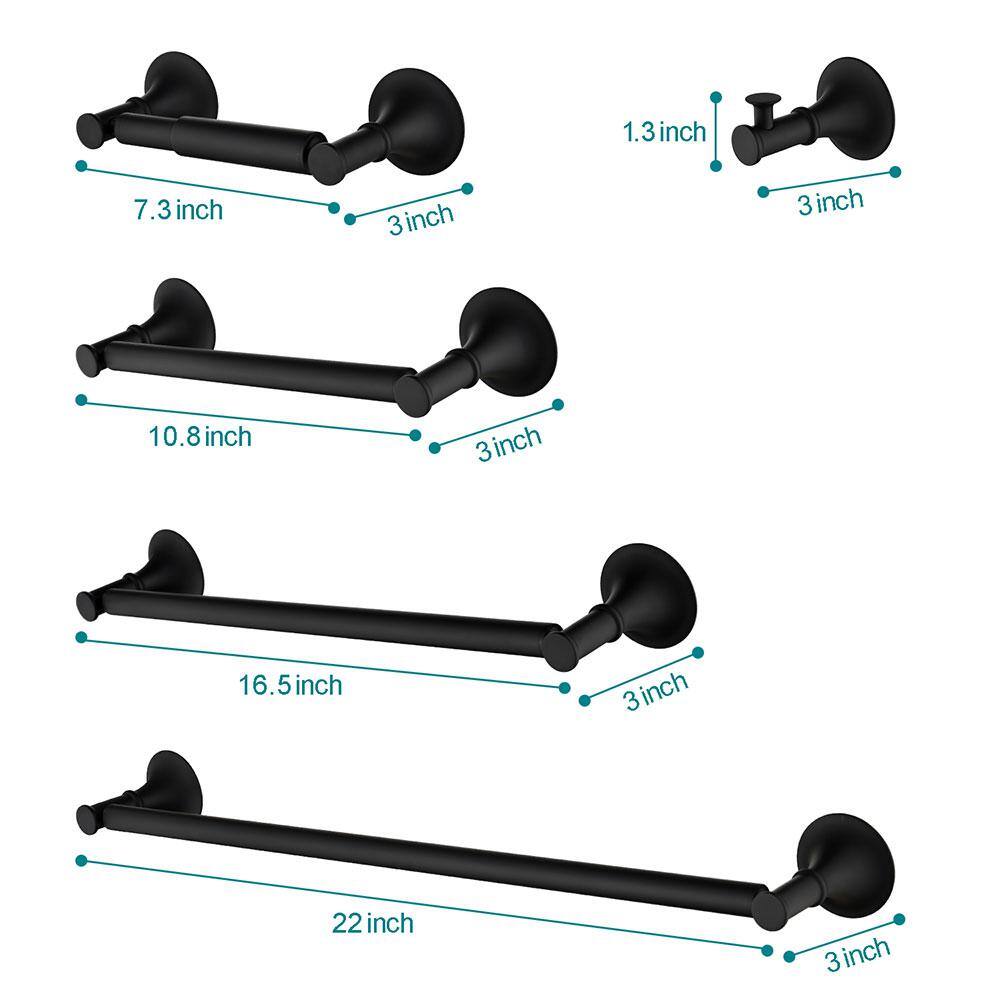 Matte Black 6-Piece Brass Bathroom Hardware Set