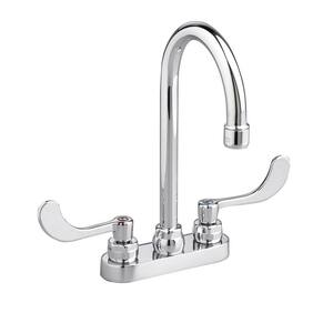 Monterrey 4 in. Centerset 2-Handle 0.5 GPM Gooseneck Bathroom Faucet with Grid Strainer Drain in Polished Chrome