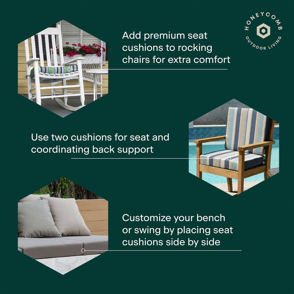 Striped Beige and Gray Outdoor Dining Seat Cushions (2-Pack)