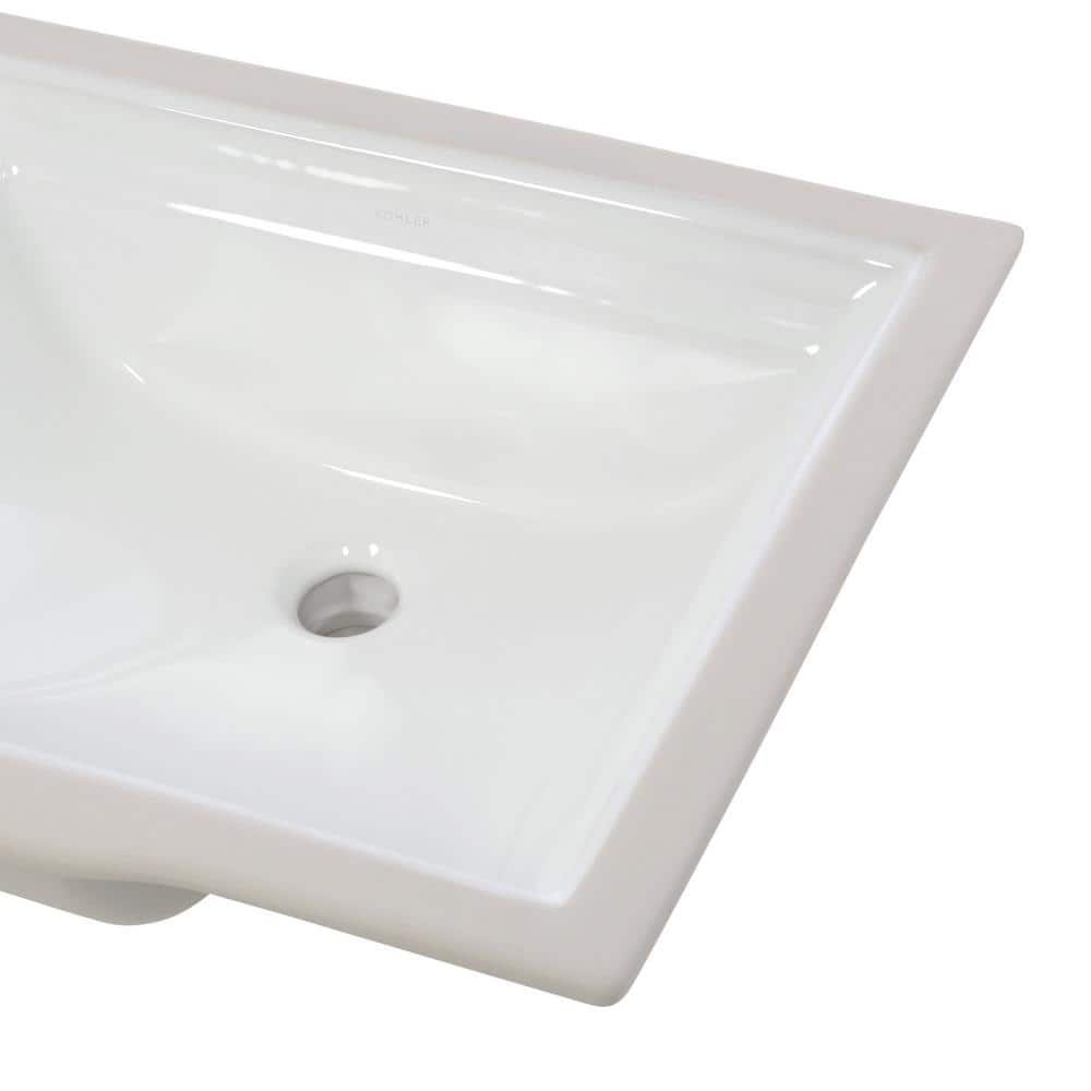 White Rectangular Ceramic Undermount Bathroom Sink