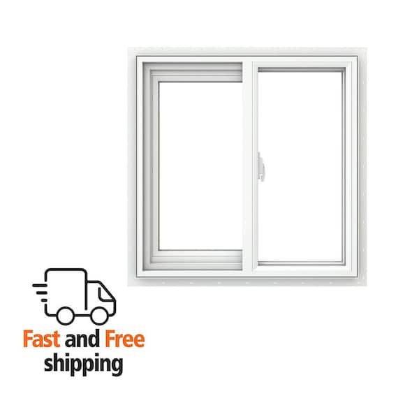 V-2500 Series 29.5 in. W x 23.5 in. H Left-Handed White Vinyl Low-E Sliding New Construction Window w/ Nail Fin Frame