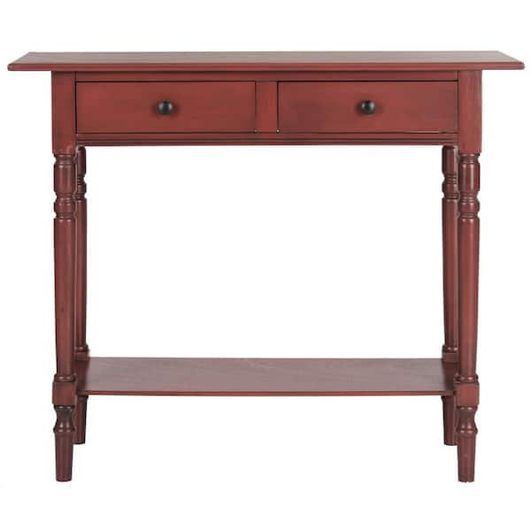 SAFAVIEH Rosemary 38 in. 2-Drawer Red Wood Console Table