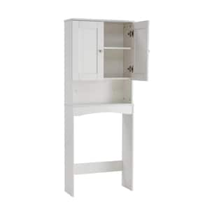 23.6 in. W x 61.8 in. H x 9 in. D White Over The Toilet Storage Space Saver Cabinet with Shelves and Doors