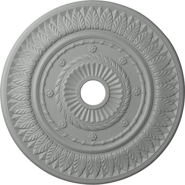 Ekena Millwork 26-3/4" x 3-5/8" ID x 1-1/8" Leaf Urethane Ceiling Medallion (Fits Canopies up to 3-5/8"), Primed White