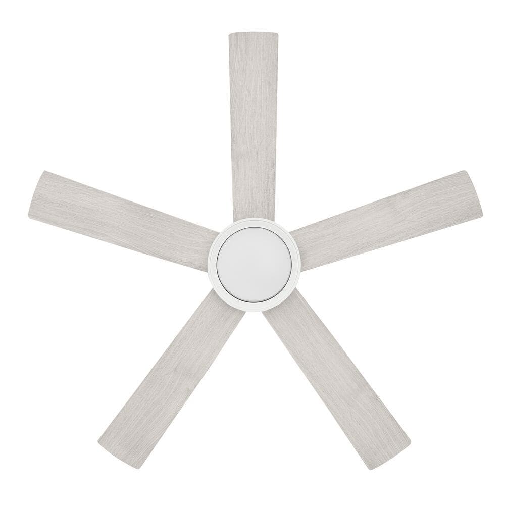 Baxtan 56" Matte White and Soft Oak Glazed Ceiling Fan with LED Light and Remote