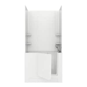 Rampart 4 ft. Walk-in Air Bathtub with 6 in. Tile Easy Up Adhesive Wall Surround in White