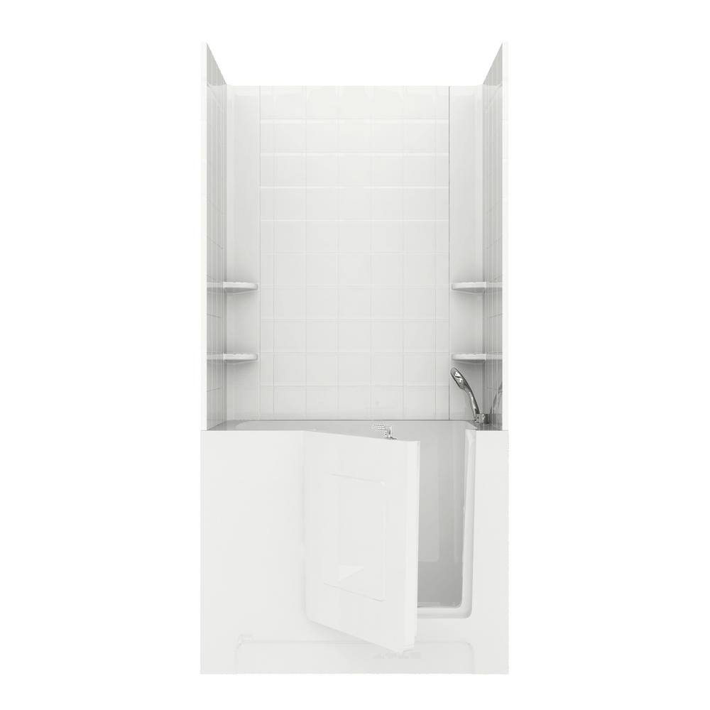 Rampart 4 ft. Walk-in Whirlpool Bathtub with 6 in. Tile Easy Up Adhesive Wall Surround in White price history on PriceWatchPro