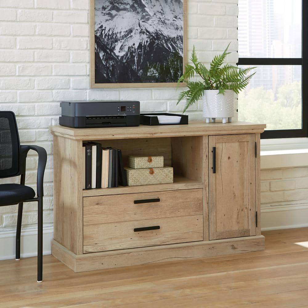 Prime Oak Small Credenza with Adjustable Shelf and File Drawer