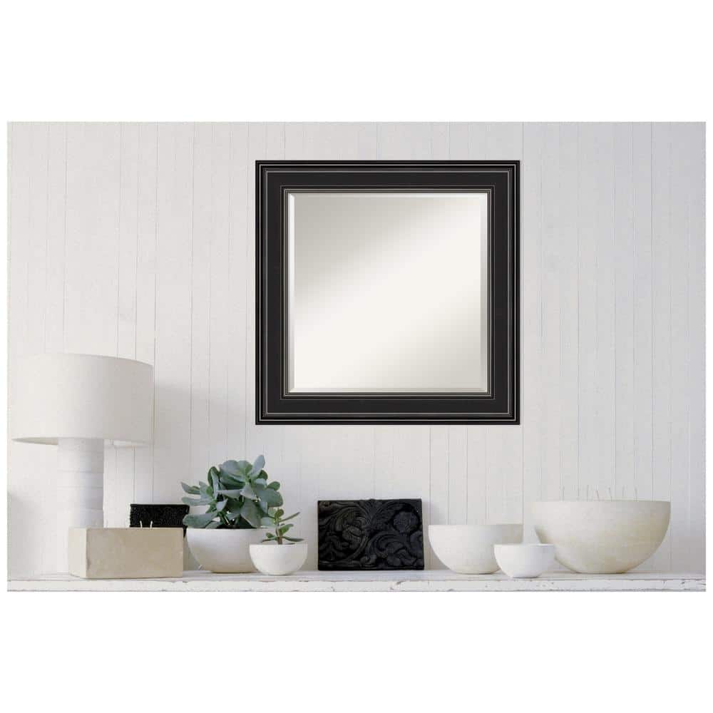 Ridge Black Square Polystyrene Framed Bathroom Vanity Mirror, 25.75"