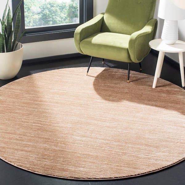 Vision Light Brown 9 ft. x 9 ft. Solid Marle Round Area Rug