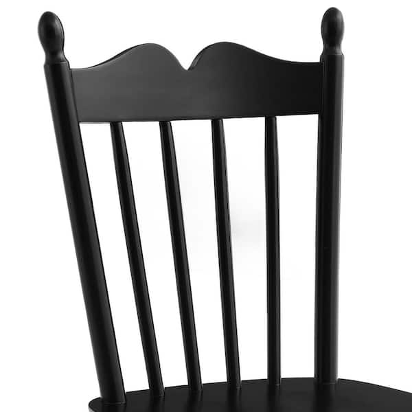 Black Wave Spindle Back Dining Chairs Classic Solid Wood Armless Chair Set of 4