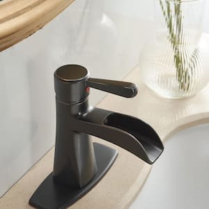 Single Handle Single Hole Bathroom Faucet with Deckplate Included and Spot Resistant in Oil Rubbed Bronze