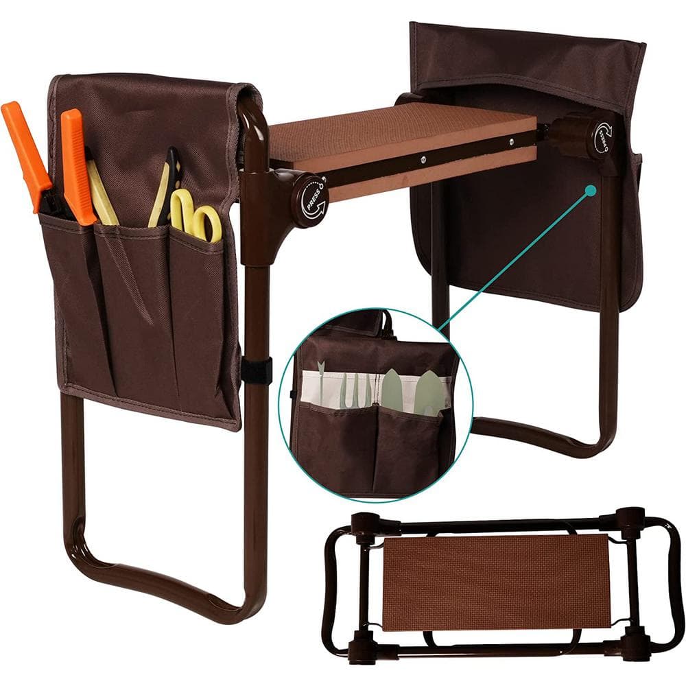 Garden Kneeler and Seat with with Tool Bag Pouch, Foldable Garden Stool wit