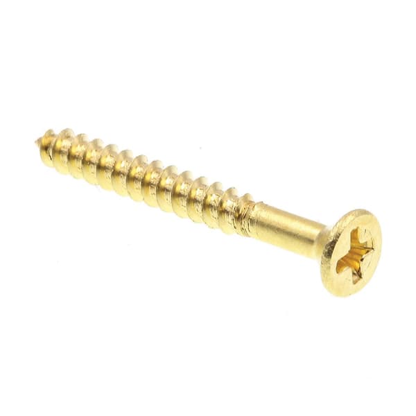 Prime-Line #4 x 1 in. Solid Brass Phillips Drive Flat Head Wood Screws (25-Pack)