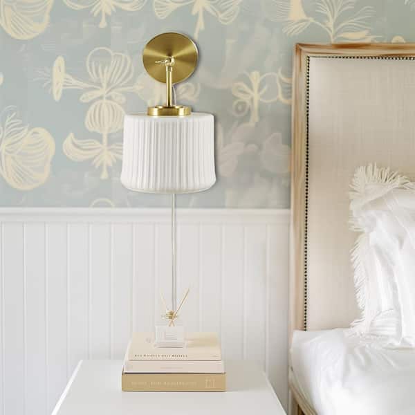 Luminex 7.5 in. 1 light Gold/White Wall Sconce