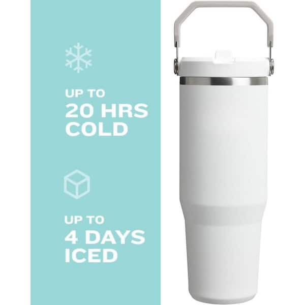 Anqtovp 30oz. White Stainless Steel Ice Flow Tumbler, Insulated